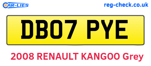 DB07PYE are the vehicle registration plates.