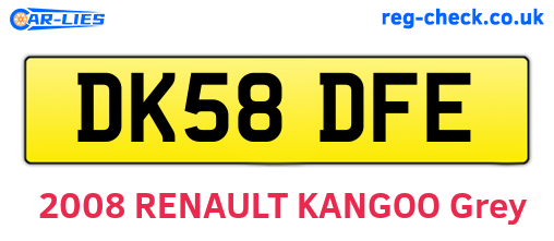 DK58DFE are the vehicle registration plates.
