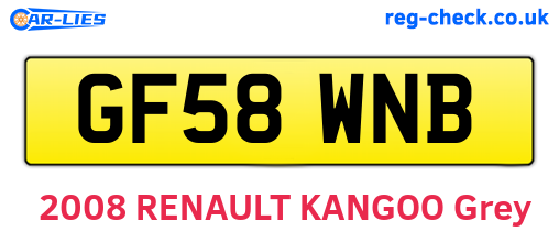 GF58WNB are the vehicle registration plates.