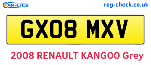 GX08MXV are the vehicle registration plates.