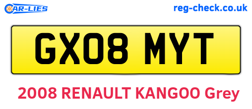 GX08MYT are the vehicle registration plates.