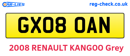 GX08OAN are the vehicle registration plates.