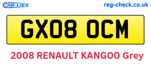 GX08OCM are the vehicle registration plates.