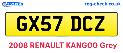 GX57DCZ are the vehicle registration plates.