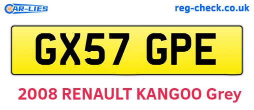 GX57GPE are the vehicle registration plates.