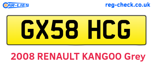 GX58HCG are the vehicle registration plates.