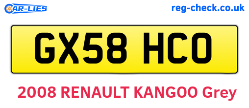 GX58HCO are the vehicle registration plates.