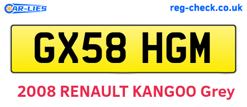 GX58HGM are the vehicle registration plates.