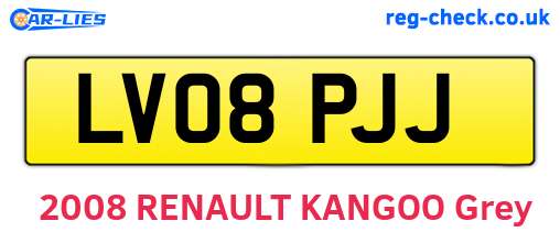 LV08PJJ are the vehicle registration plates.