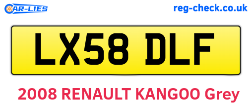 LX58DLF are the vehicle registration plates.