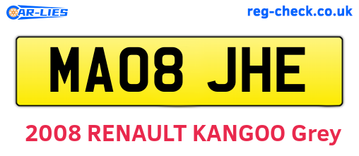MA08JHE are the vehicle registration plates.