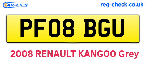 PF08BGU are the vehicle registration plates.