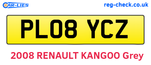 PL08YCZ are the vehicle registration plates.