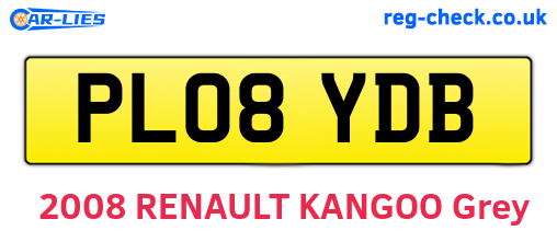 PL08YDB are the vehicle registration plates.