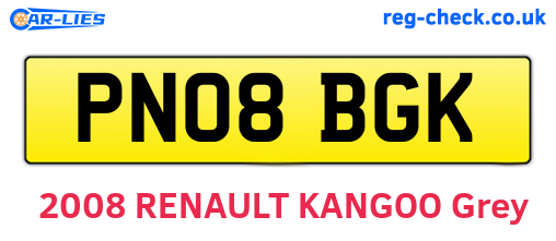 PN08BGK are the vehicle registration plates.