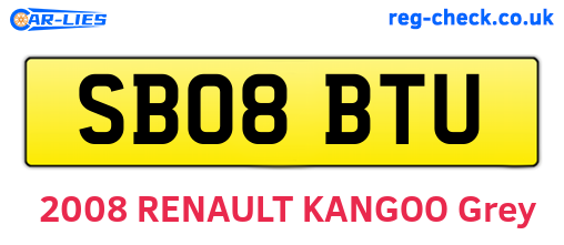 SB08BTU are the vehicle registration plates.