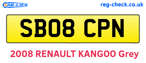 SB08CPN are the vehicle registration plates.