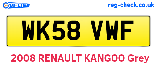 WK58VWF are the vehicle registration plates.