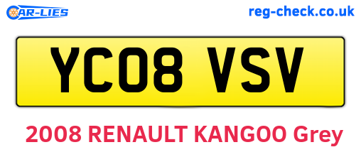 YC08VSV are the vehicle registration plates.