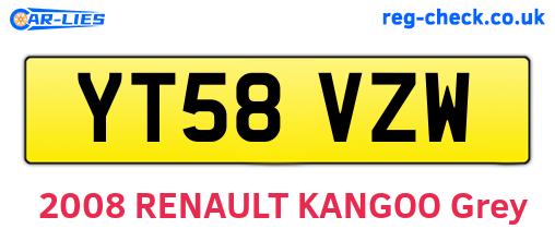 YT58VZW are the vehicle registration plates.