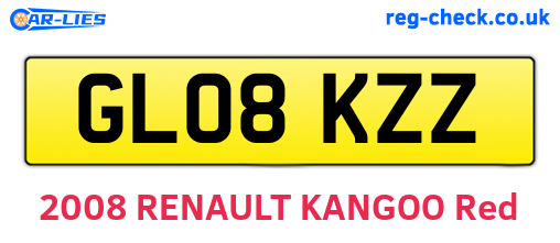 GL08KZZ are the vehicle registration plates.