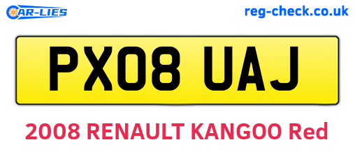 PX08UAJ are the vehicle registration plates.