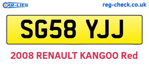 SG58YJJ are the vehicle registration plates.