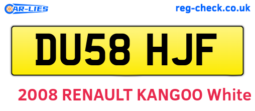 DU58HJF are the vehicle registration plates.