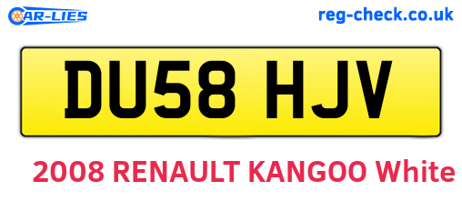 DU58HJV are the vehicle registration plates.