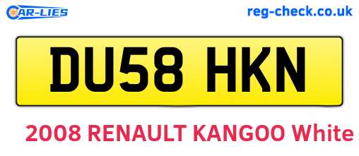 DU58HKN are the vehicle registration plates.