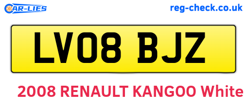 LV08BJZ are the vehicle registration plates.