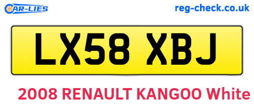 LX58XBJ are the vehicle registration plates.