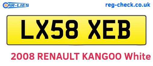 LX58XEB are the vehicle registration plates.