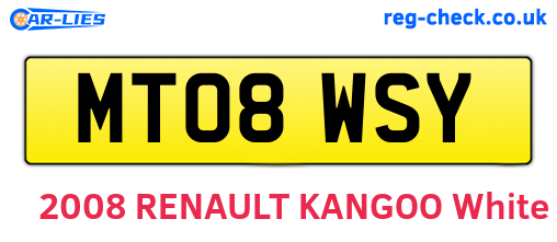 MT08WSY are the vehicle registration plates.