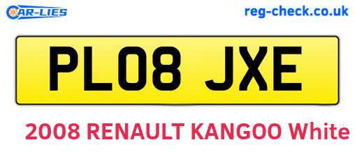 PL08JXE are the vehicle registration plates.