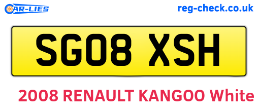 SG08XSH are the vehicle registration plates.