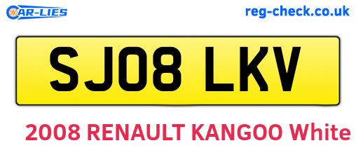 SJ08LKV are the vehicle registration plates.