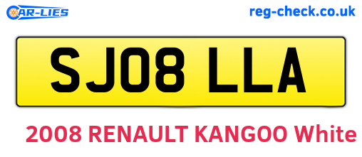 SJ08LLA are the vehicle registration plates.