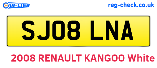 SJ08LNA are the vehicle registration plates.