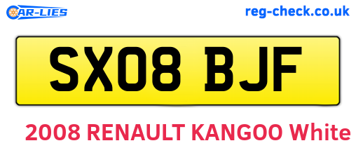 SX08BJF are the vehicle registration plates.