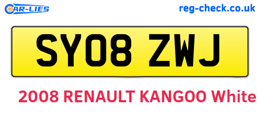 SY08ZWJ are the vehicle registration plates.