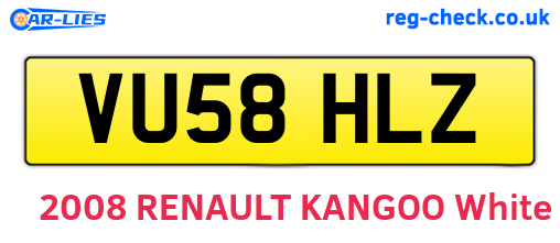 VU58HLZ are the vehicle registration plates.