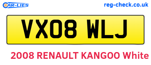 VX08WLJ are the vehicle registration plates.