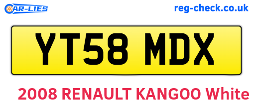 YT58MDX are the vehicle registration plates.