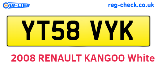 YT58VYK are the vehicle registration plates.