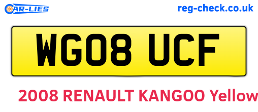 WG08UCF are the vehicle registration plates.