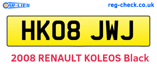 HK08JWJ are the vehicle registration plates.