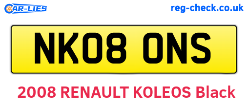 NK08ONS are the vehicle registration plates.