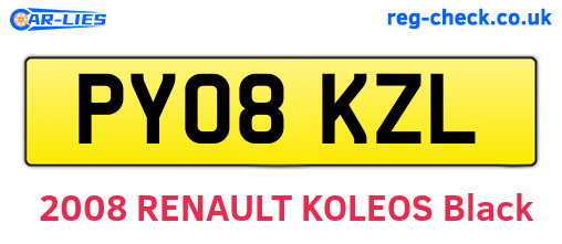 PY08KZL are the vehicle registration plates.