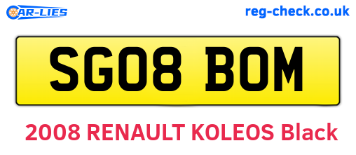 SG08BOM are the vehicle registration plates.